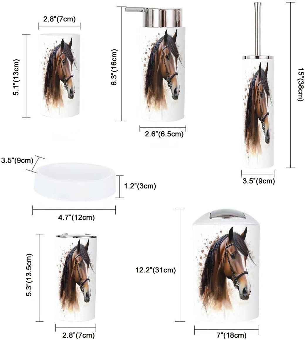 Boho Horse Head Bathroom Accessory Set 6 Piece 1