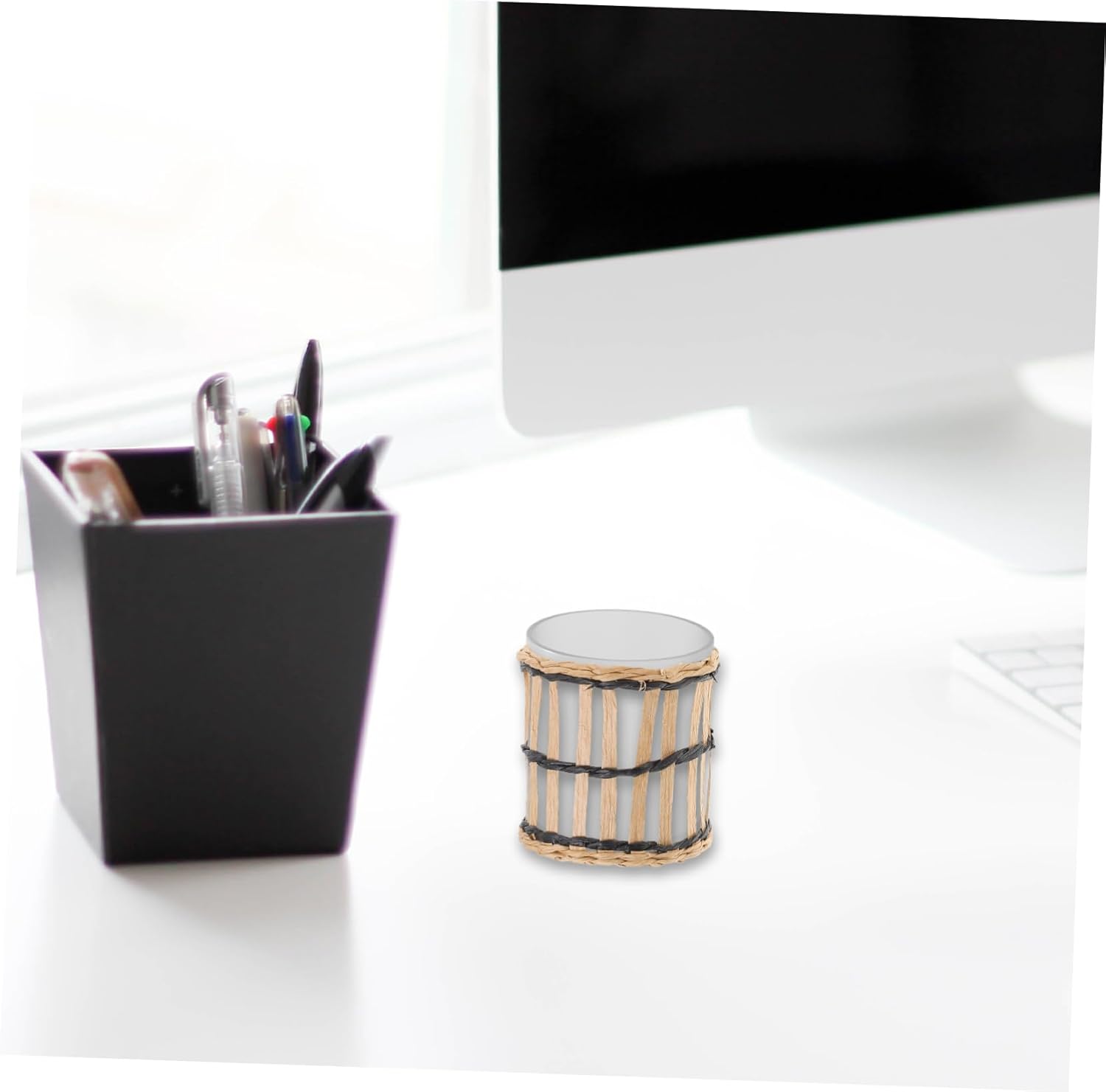 Hoement Woven Straw Cup Sleeve Holder for Glass and Plastic Bottles 1