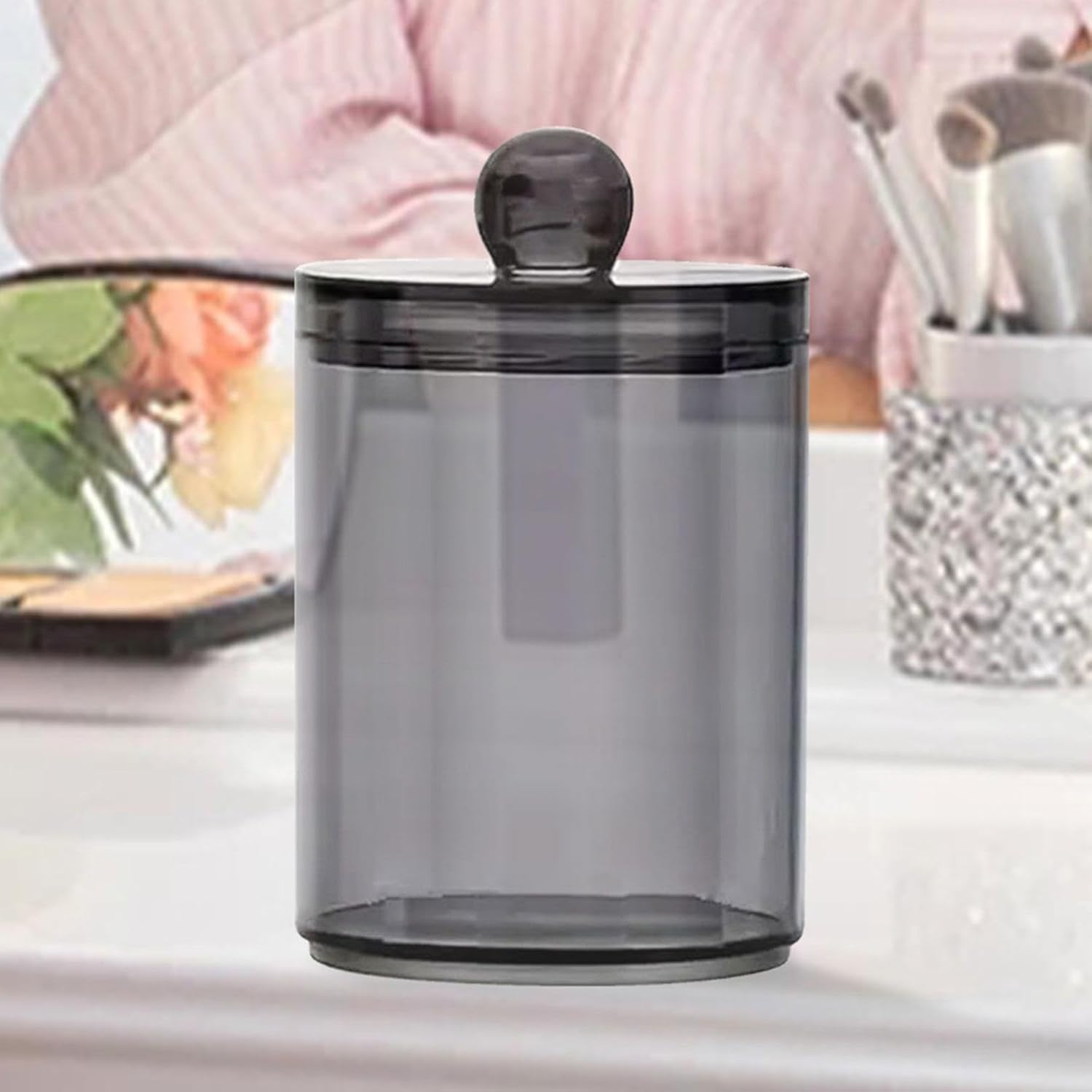 Cotton Swab Dispenser with Lid and Transparent Holder
