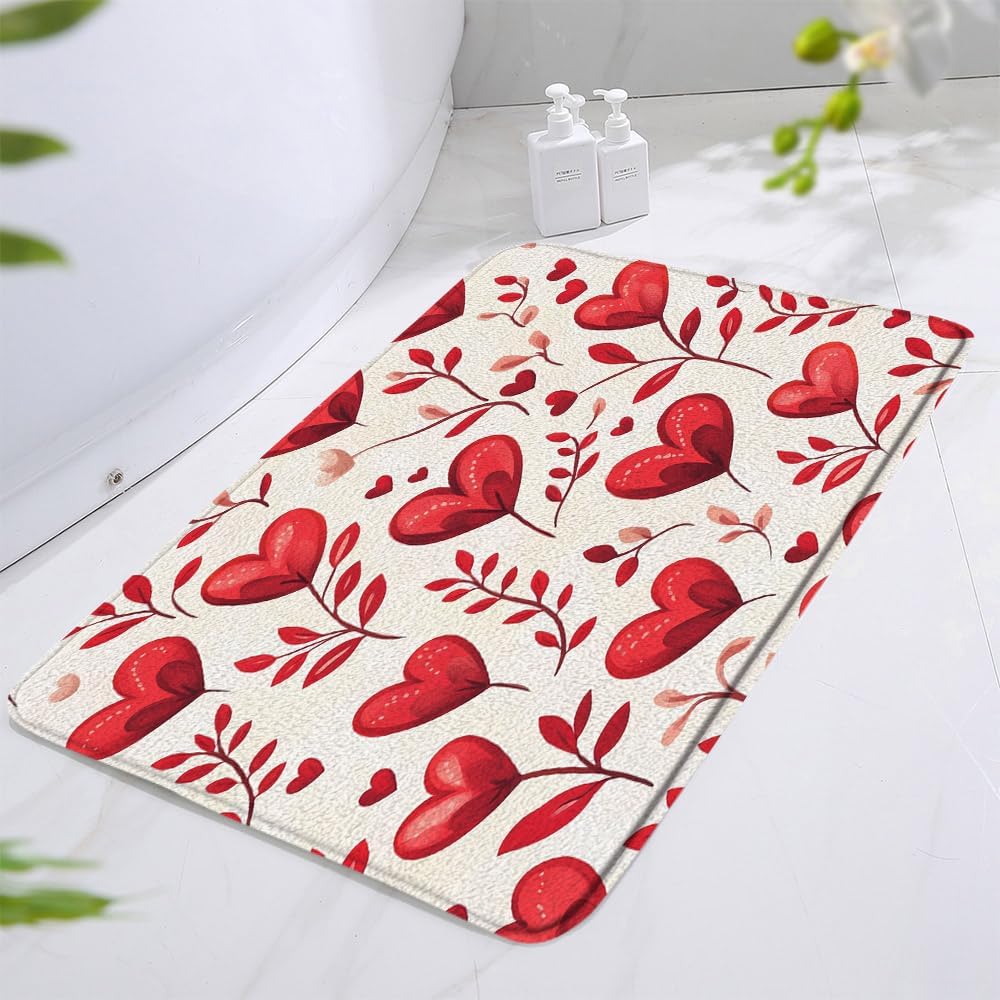 Valentines Day Heart Bath Mat 16x24 Inch