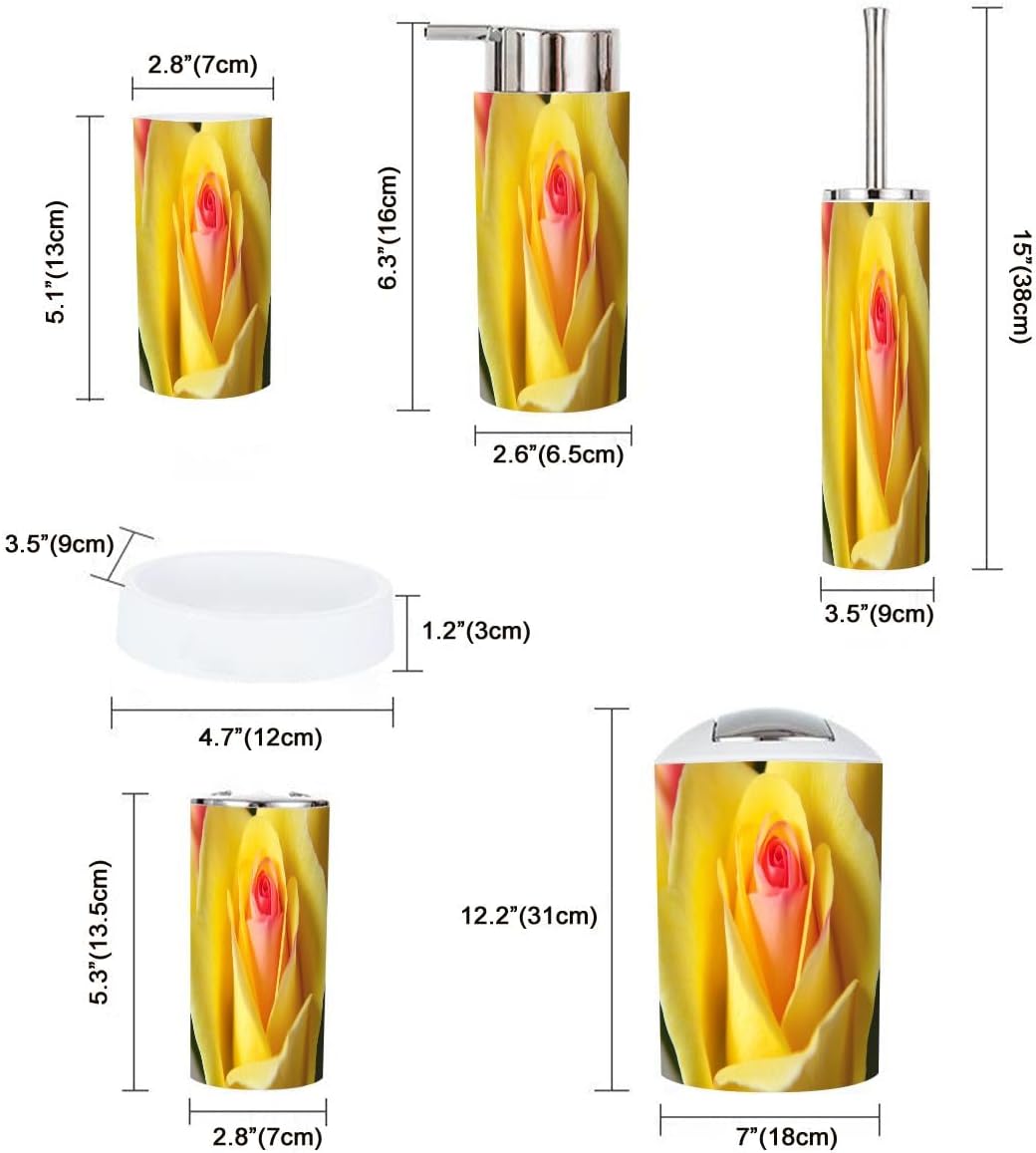 Boho Bathroom Accessory Set 6 Piece Yellow Rose