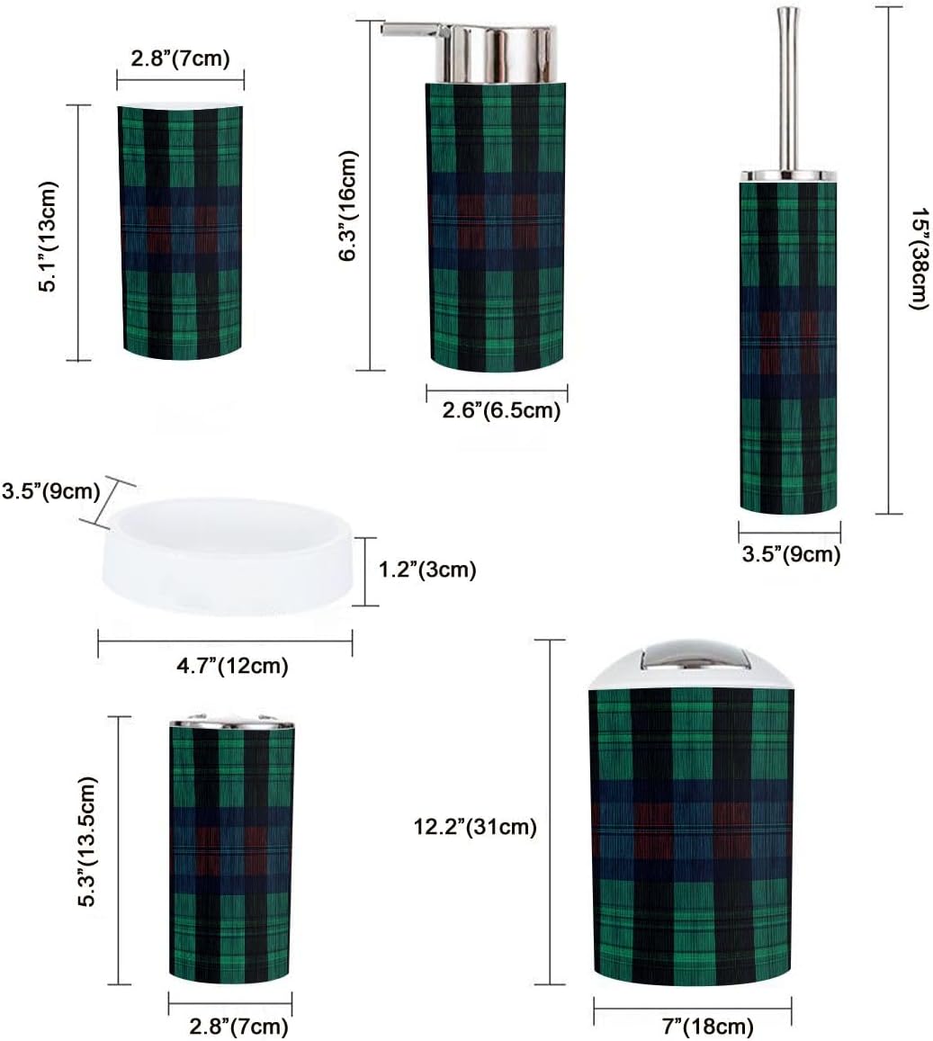 Boho Plaid 6-Piece Bathroom Accessory Set 1