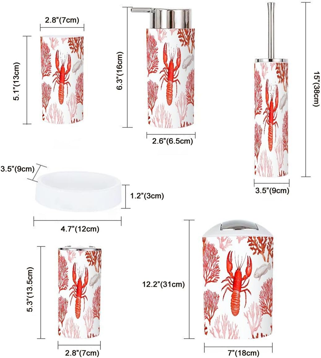 Boho Tropical Bathroom Accessory Set 6 Piece