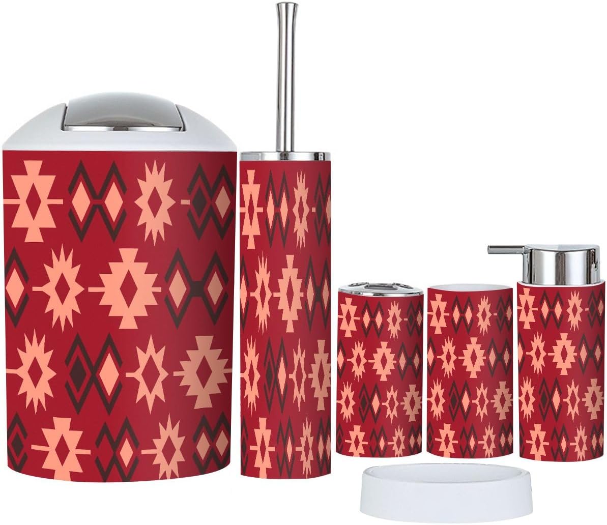 Boho Tribal Bathroom Accessory Set 6 Piece