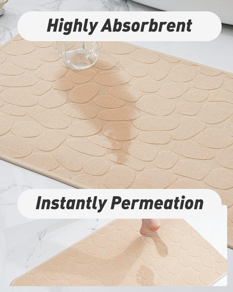 COCOER Non Slip Bath Mat 16x24 Beige