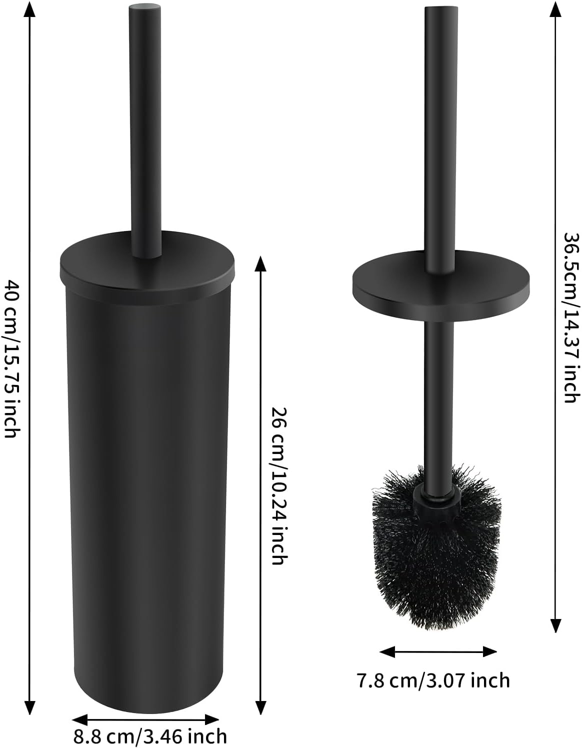 ZGELIN Stainless Steel Toilet Brush with Holder 1 Black