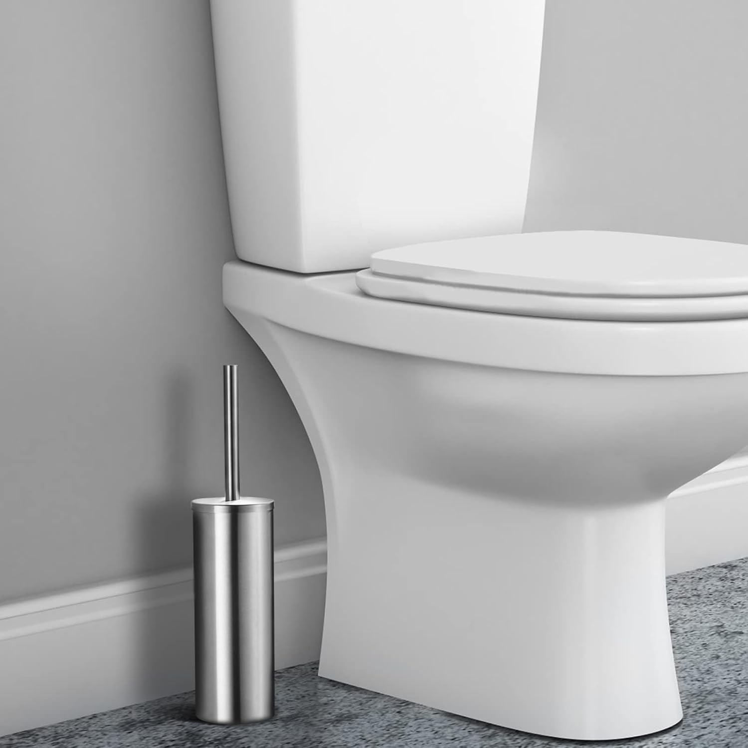 TINYROW Toilet Brush with Holder and Lid 1
