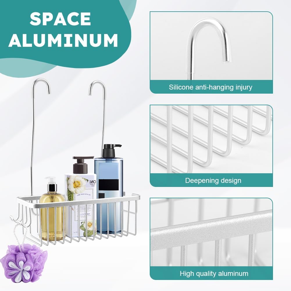 Hanging Shower Organizer with Deepened Design and Side Hooks
