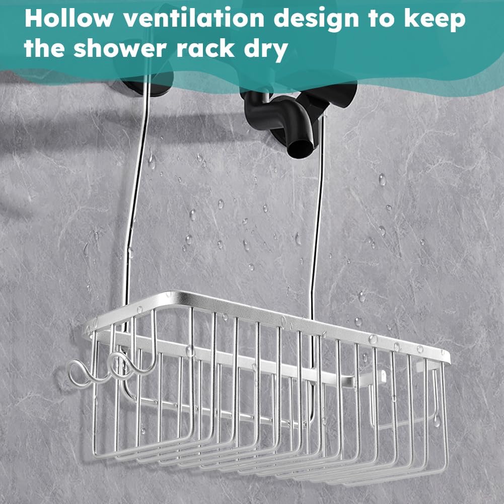 Hanging Shower Organizer with Deepened Design and Side Hooks