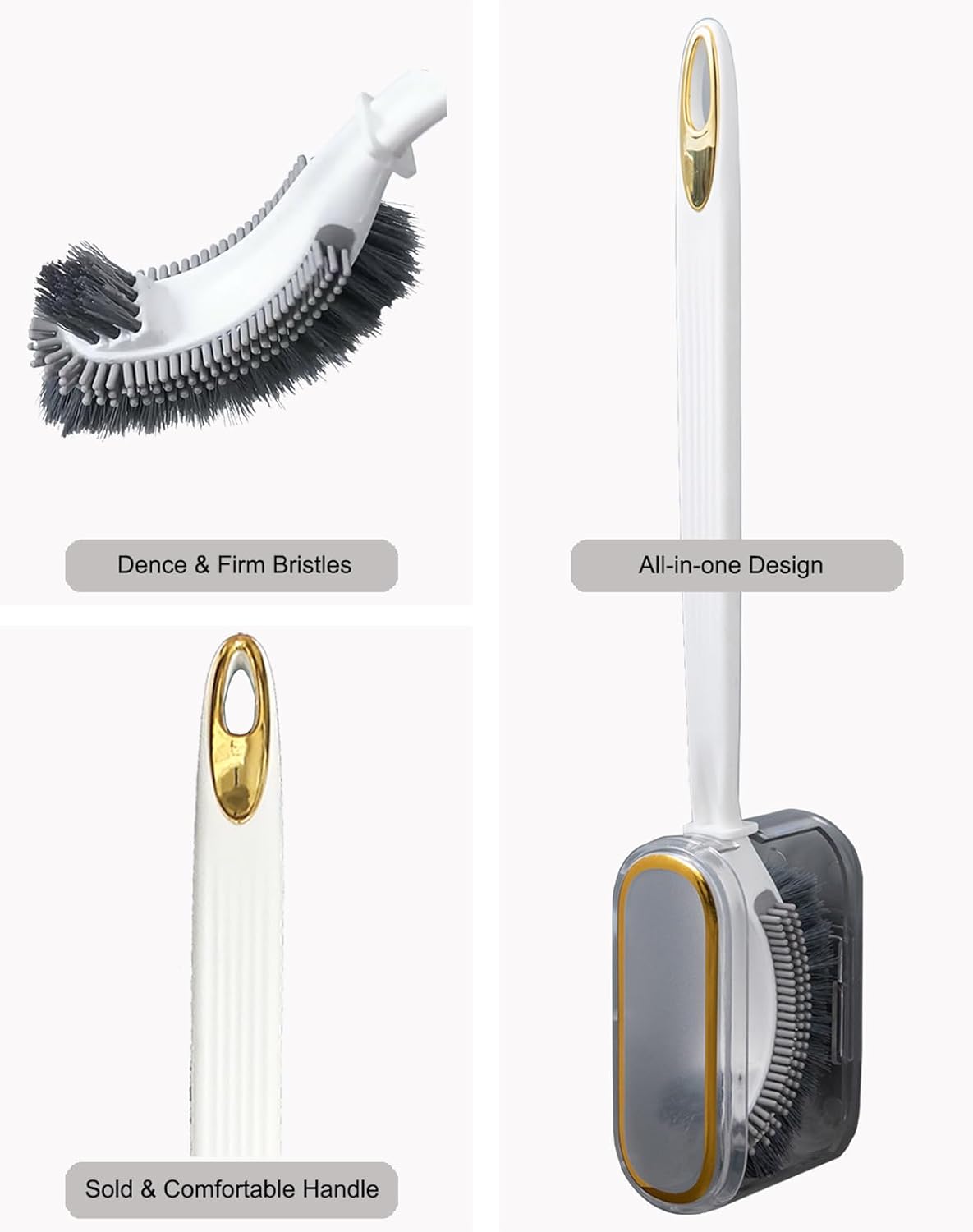 NEWBOVIK Toilet Brush and Holder Set with Deep Cleaning Brush