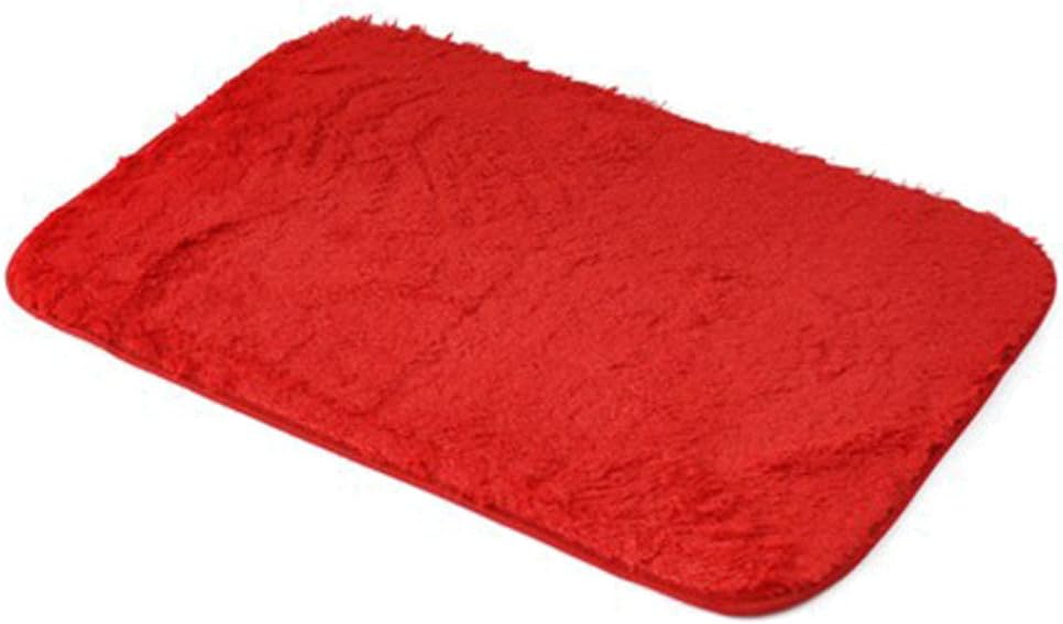 Nudsfuii 24 x 16In Shaggy Bath Rug - Red