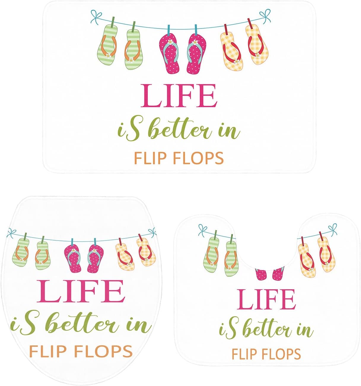 YESOF66 3 Piece Bathroom Rug Set Non-Slip 1