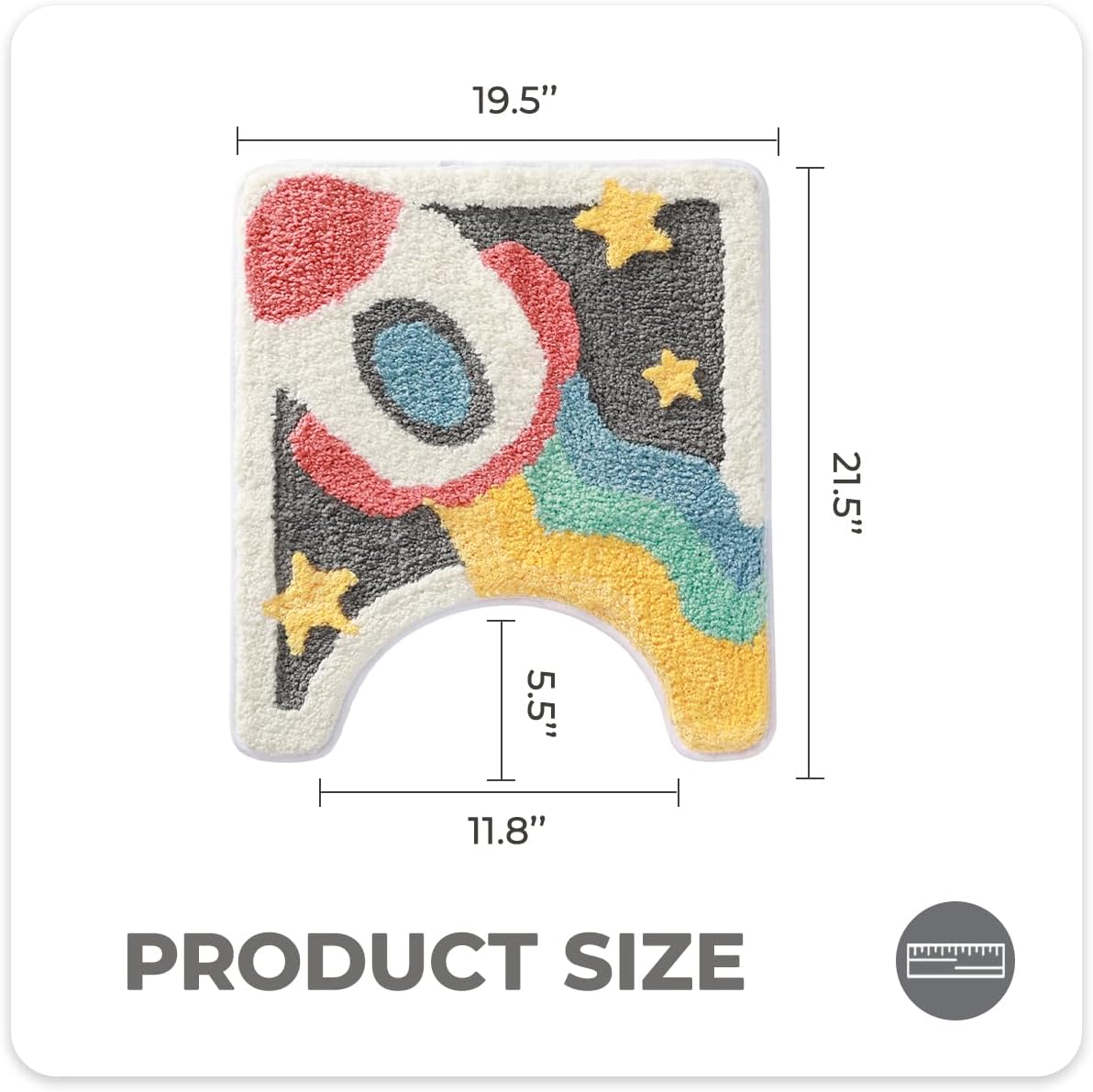 Tyrafry Cute U-Shaped Toilet Rug 20x22 Inches Microfiber