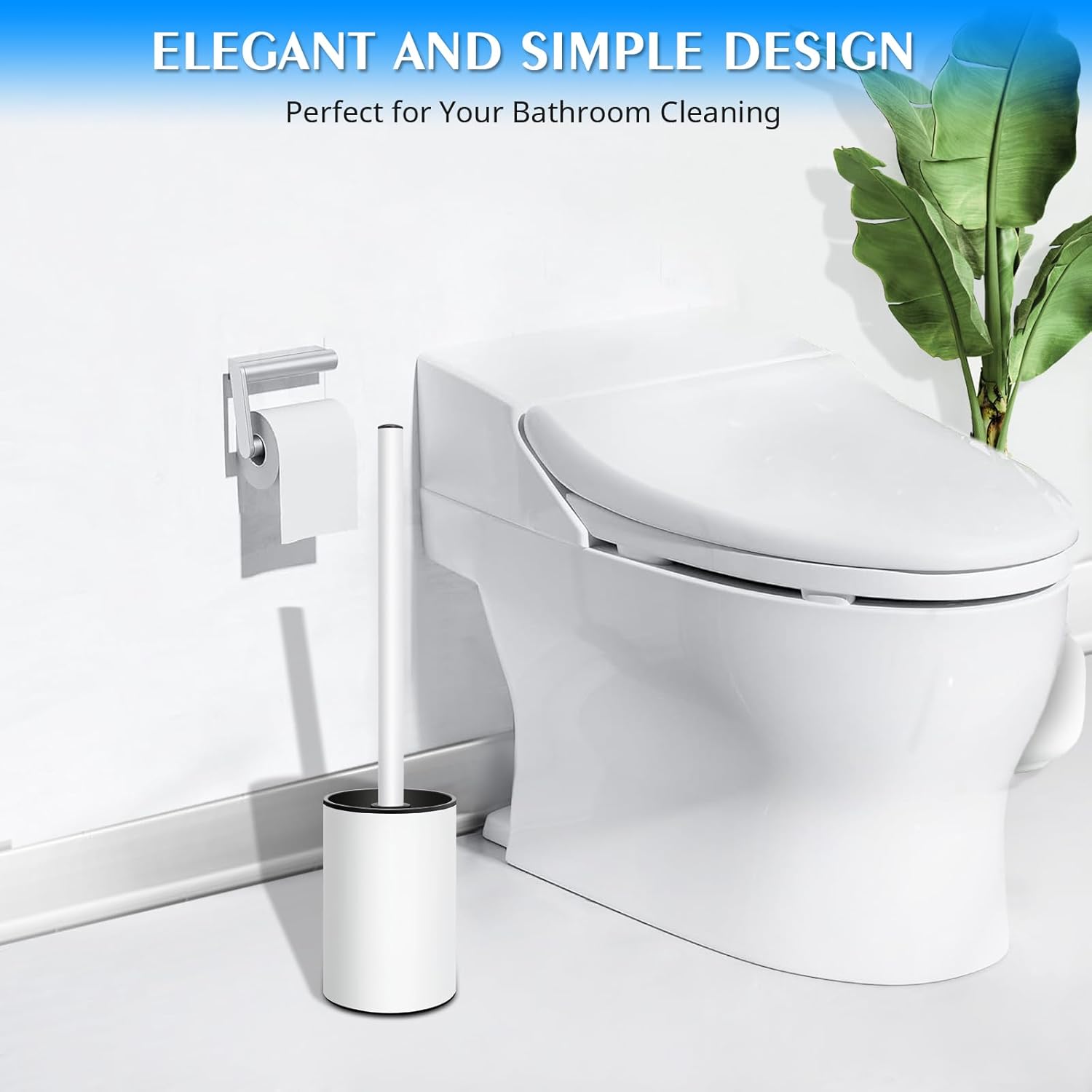 QL Toilet Brush and Holder Stainless Steel Toilet Brush with Quick Drying Design White
