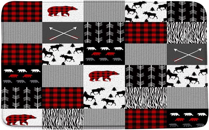 Rustic Bear Deer Bath Mat 16x24 Inch