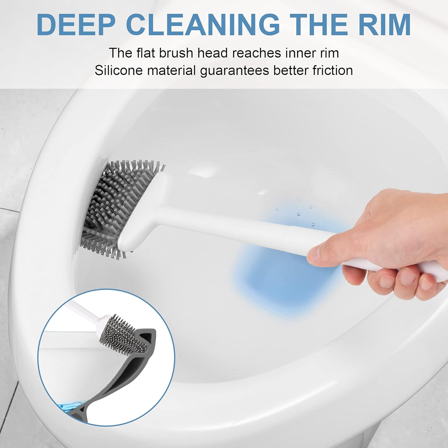 UBeesize Toilet Brush with Silicone Bristles and Quick-Drying Holder