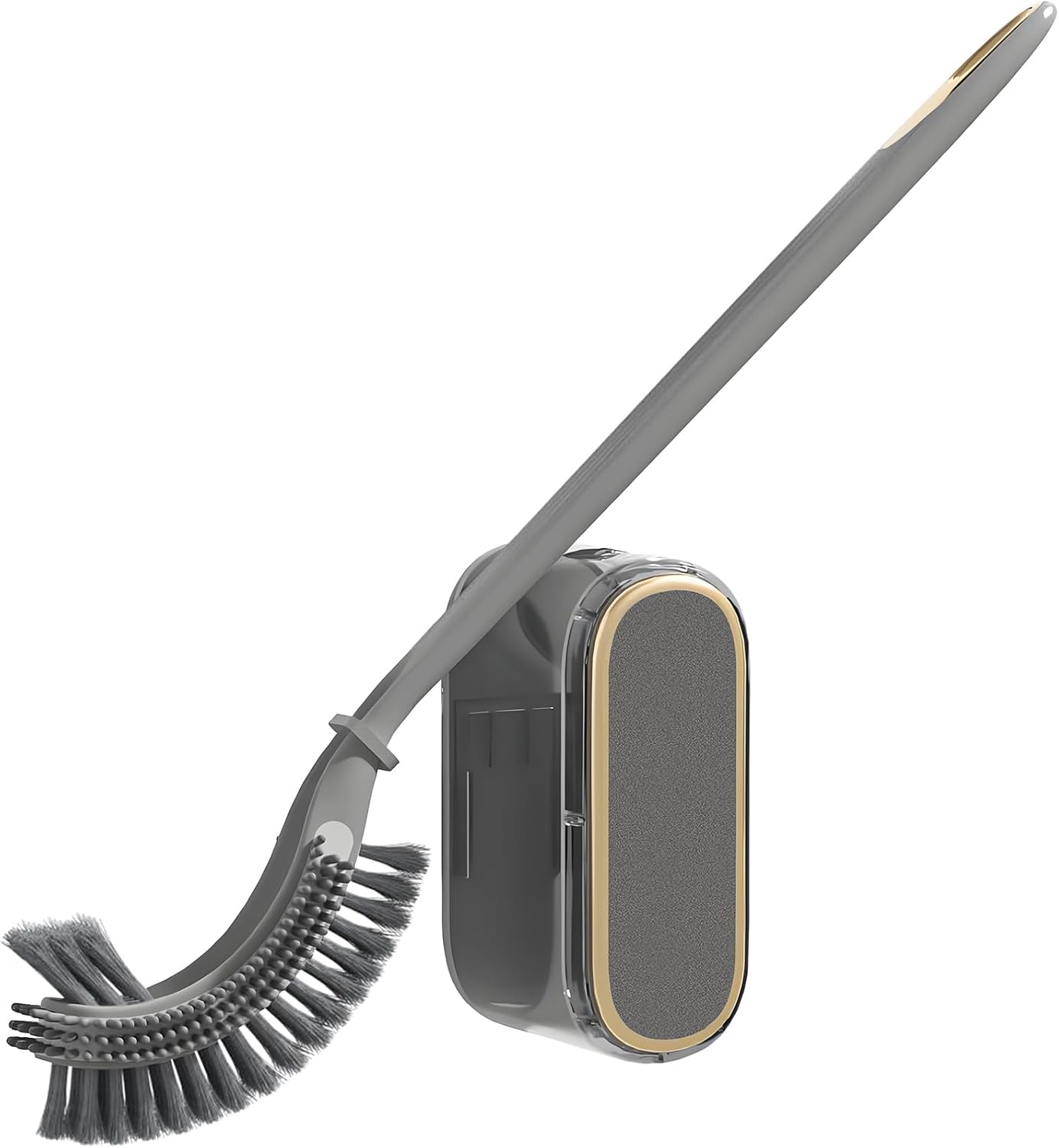 NEWBOVIK Under-Rim Toilet Brush with Holder Set