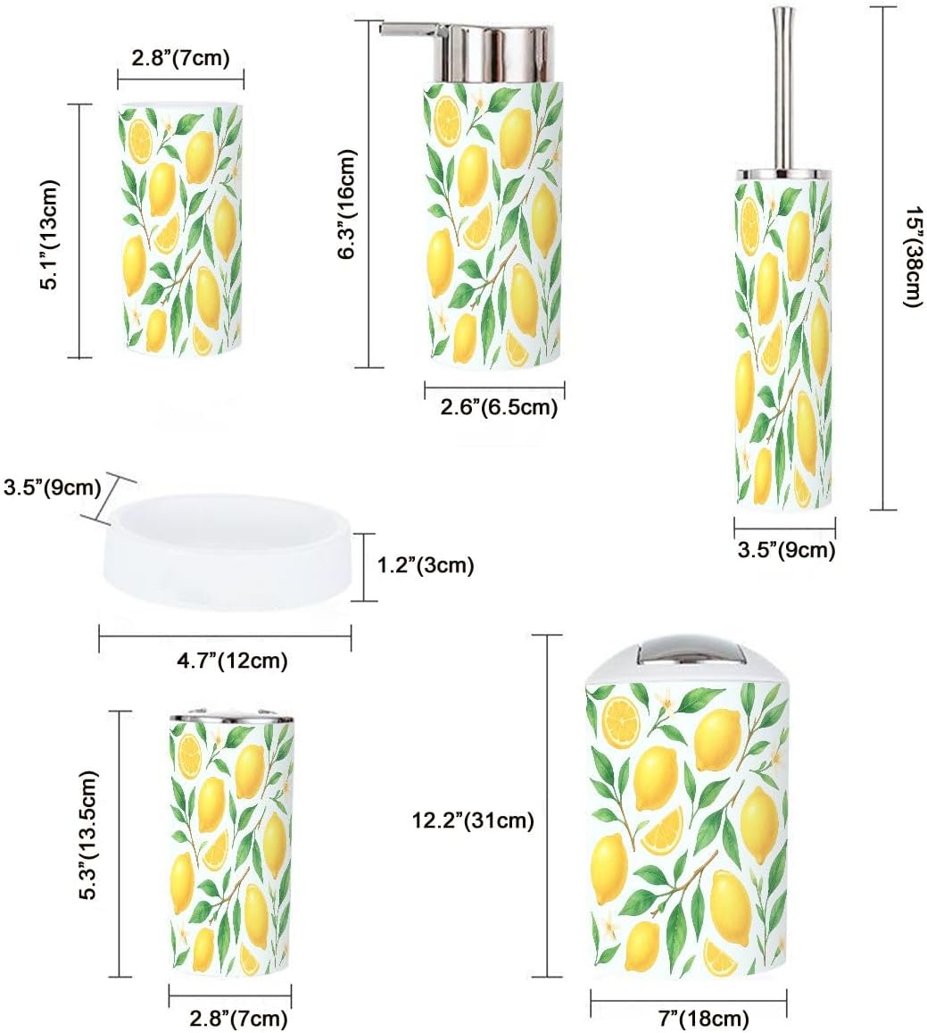 Boho Bathroom Accessory Set 6 Piece Lemon Design