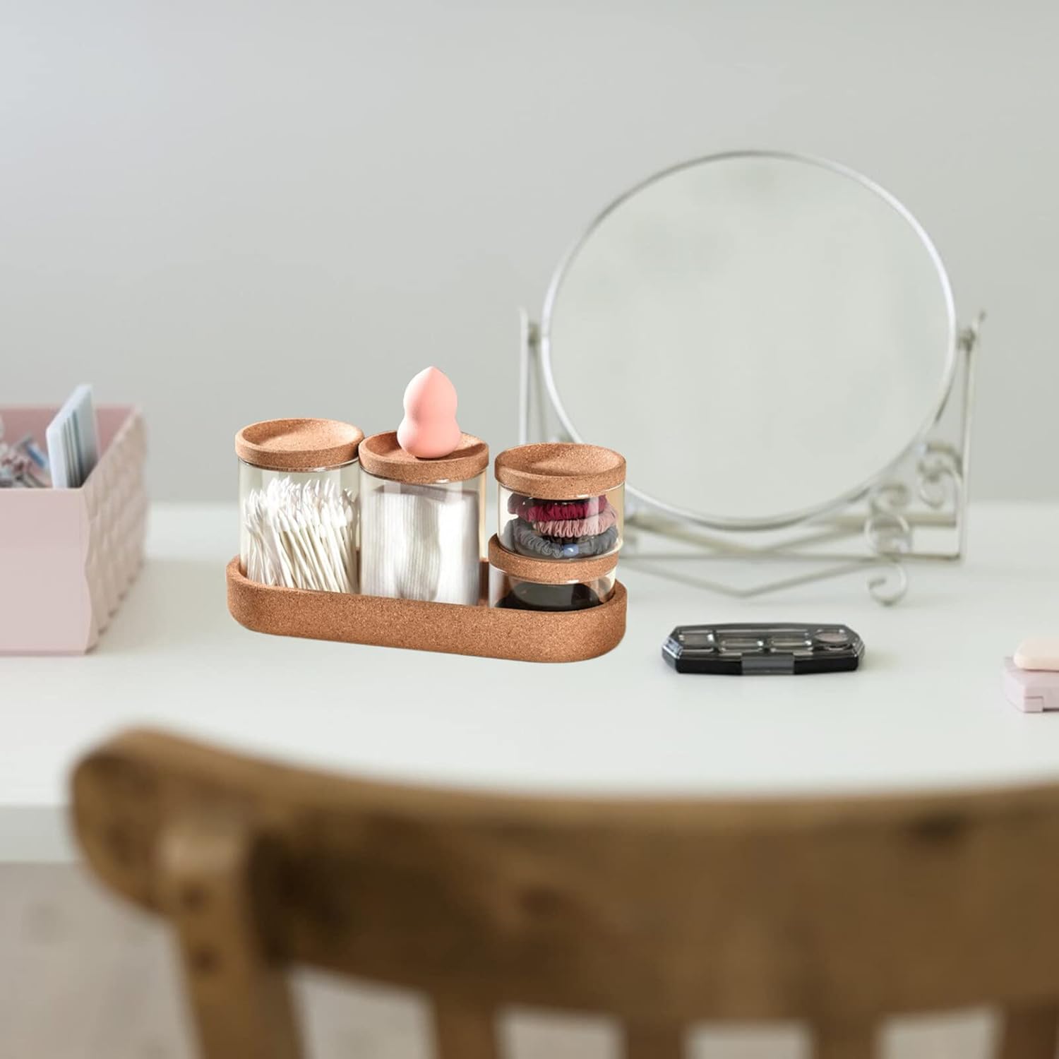 Alipis Glass Cotton Ball Holder Bathroom Jars with Lids