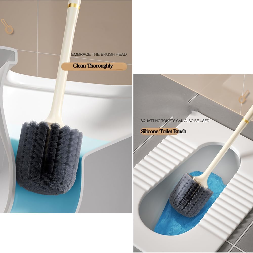 FUXINGQIYE Toilet Brush and Holder Set with Silicone Head