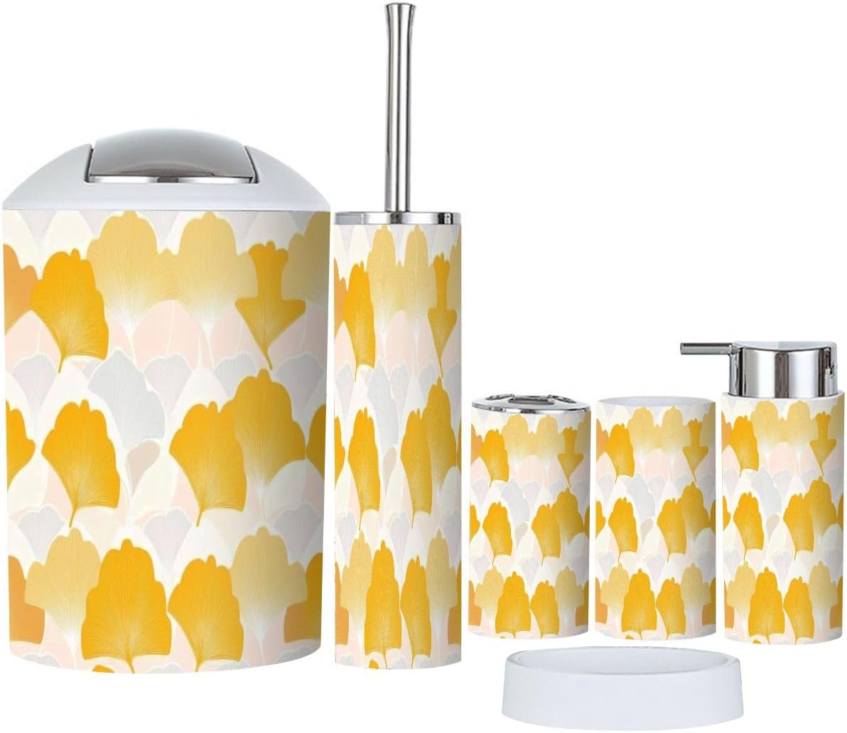 Boho Japanese Style 6 Piece Bathroom Accessory Set