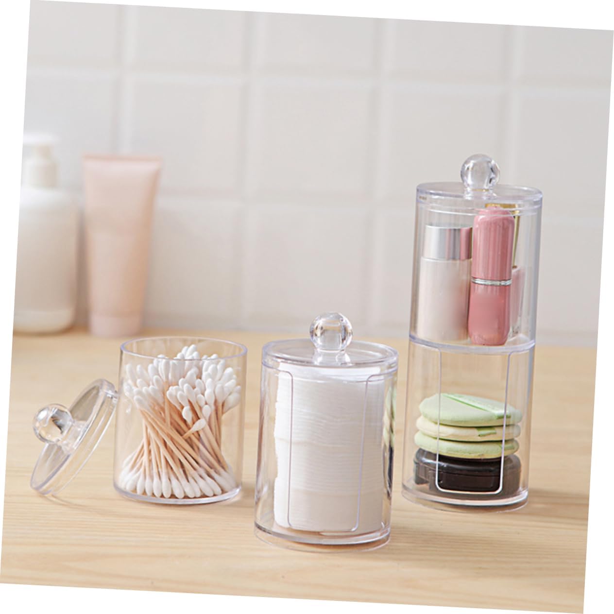 Cotton Pad Holder Container Elegant Bathroom Storage Stand