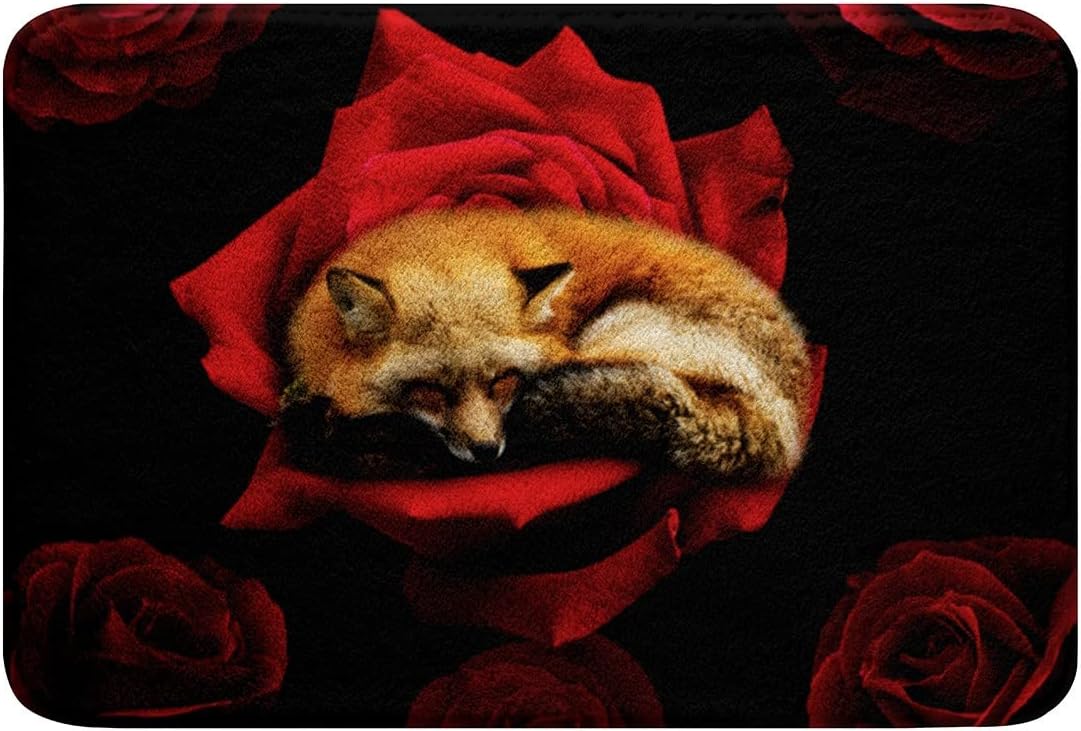 HSTDUNYE Red Rose Bath Rug 16x24 Plush Non-Slip 1