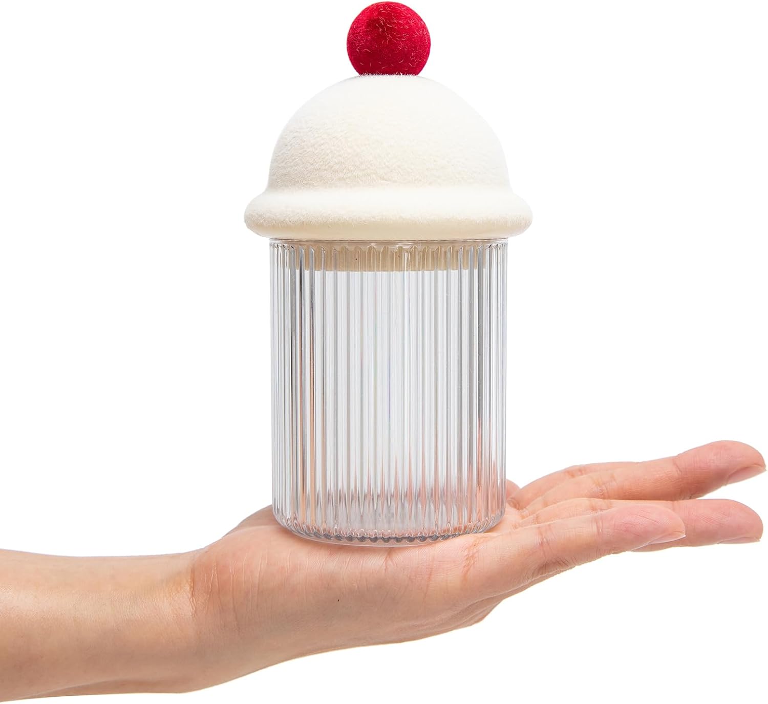 2 Pack Q-Tip Holder Dispenser with Lids for Cotton Swabs Floss Picks Bathroom Essentials Vanity Storage Red