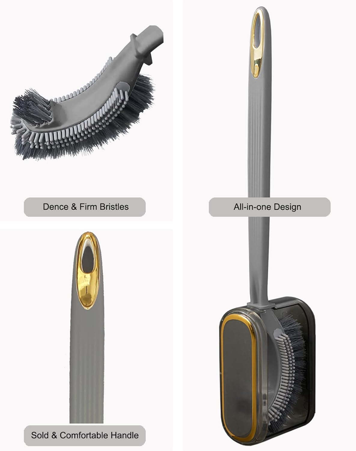 NEWBOVIK Under-Rim Toilet Brush with Holder Set