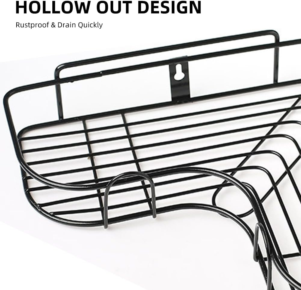 YUHOME Anti-Swing Corner Iron Shower Caddy with 2 Hooks 1