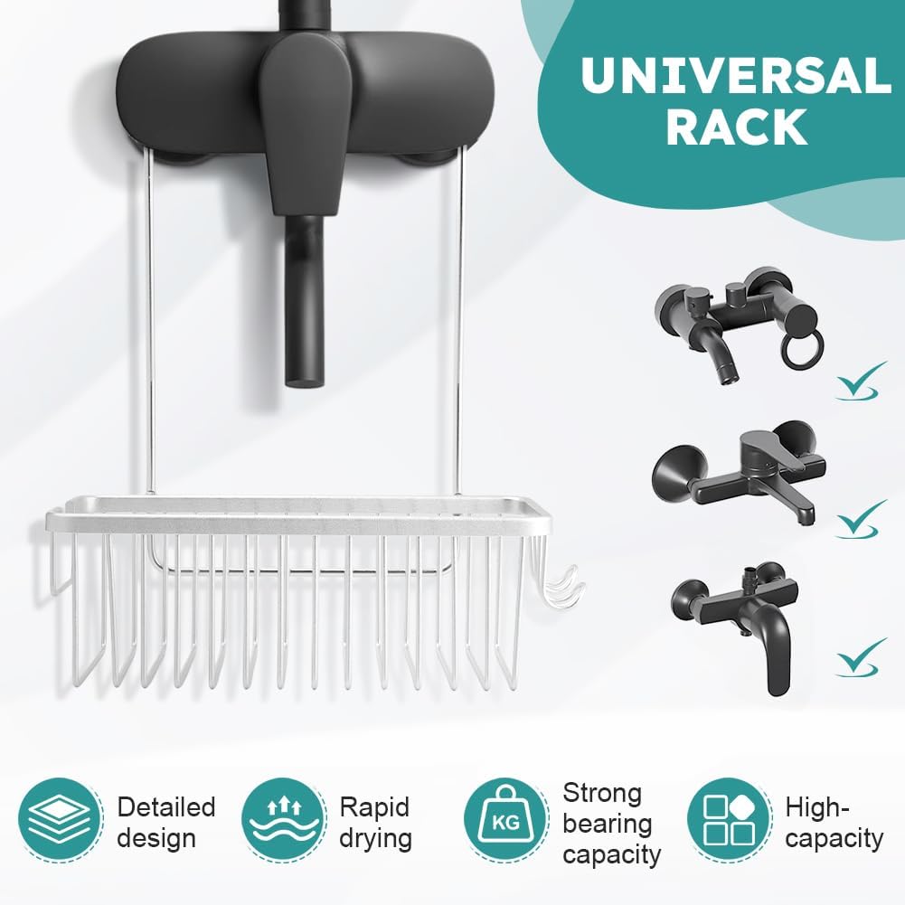 Hanging Shower Organizer with Deepened Design and Side Hooks