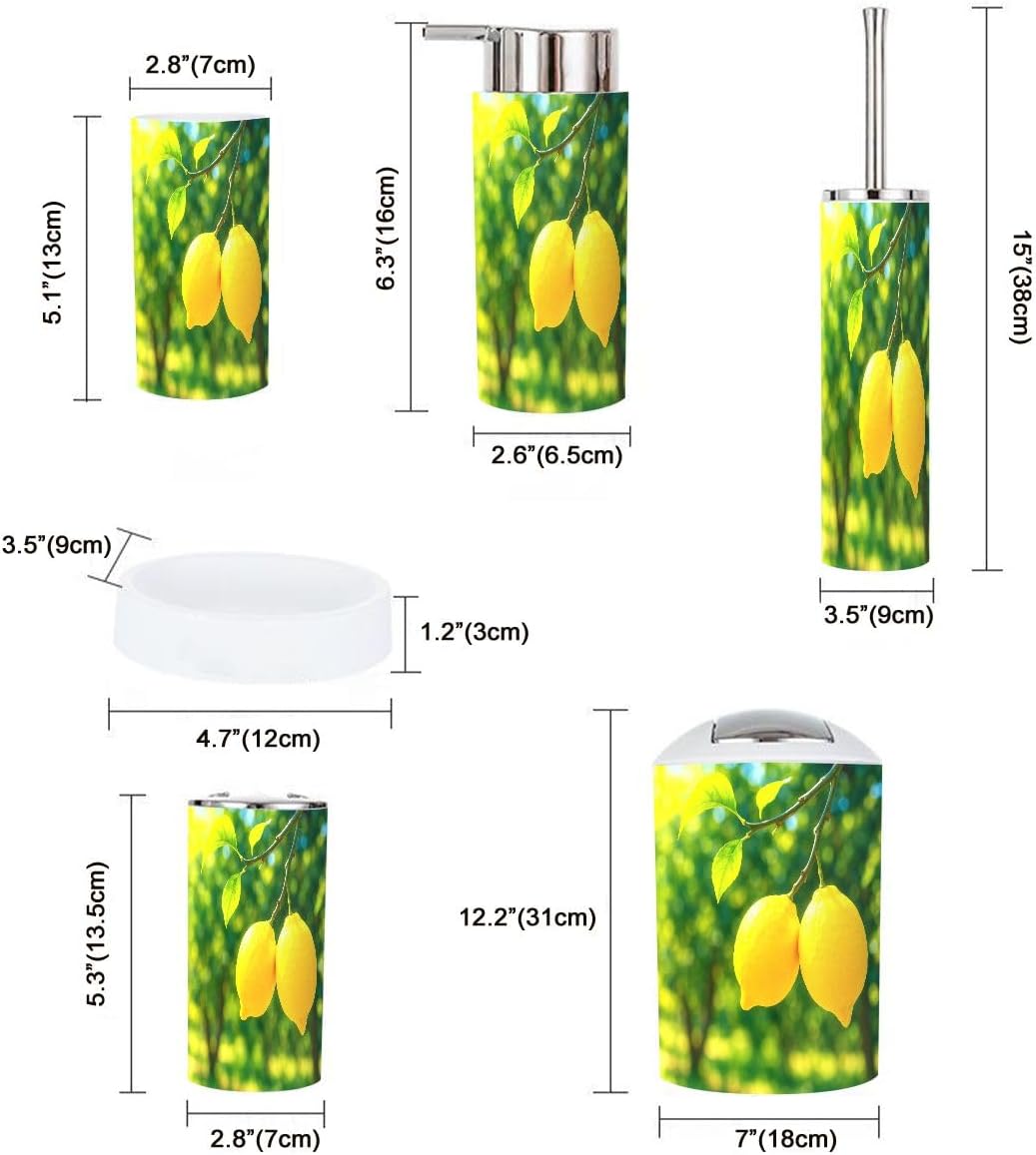 Boho Lemon Garden Bathroom Accessory Set 6 Piece