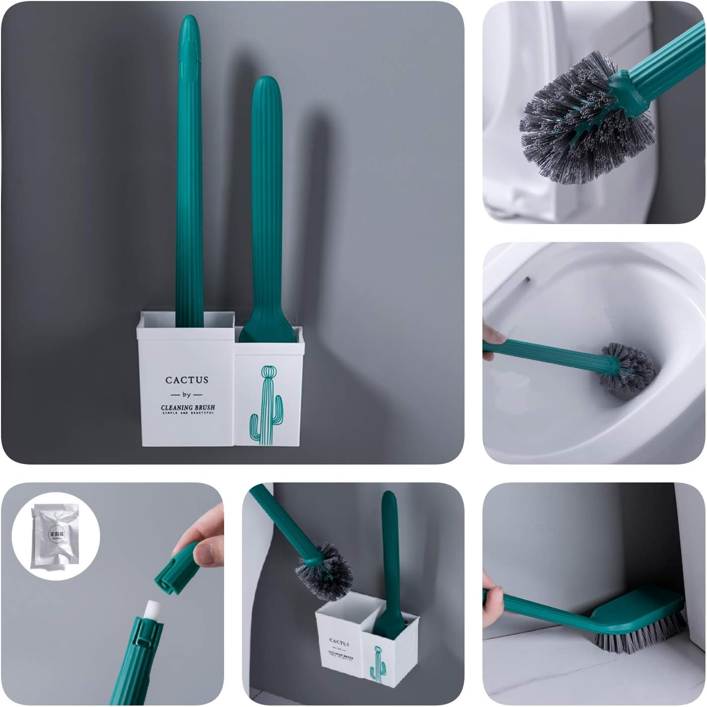 Edelvey Cactus Toilet Brush and Holder Set of Two 1