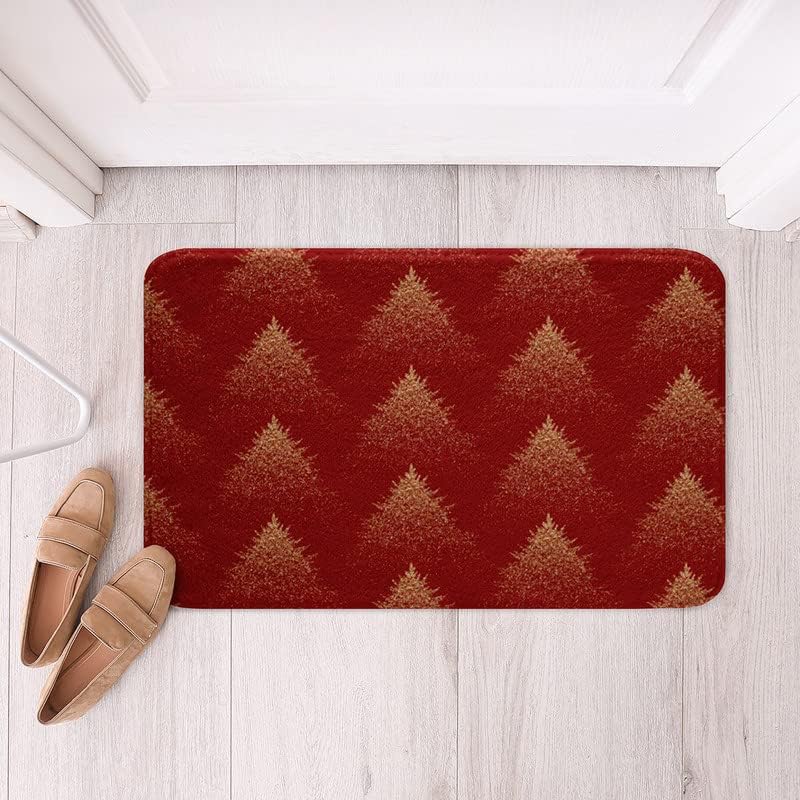 Christmas Tree Glitter Bath Rug - 24x16 Inch Non-Slip