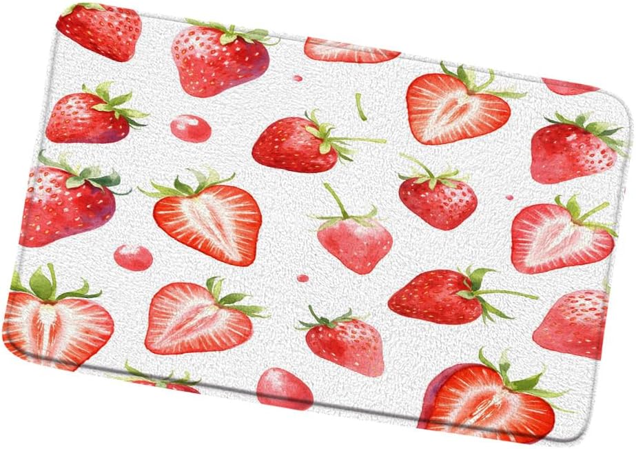 Summer Strawberry Bath Mat for Boys Girls Teens