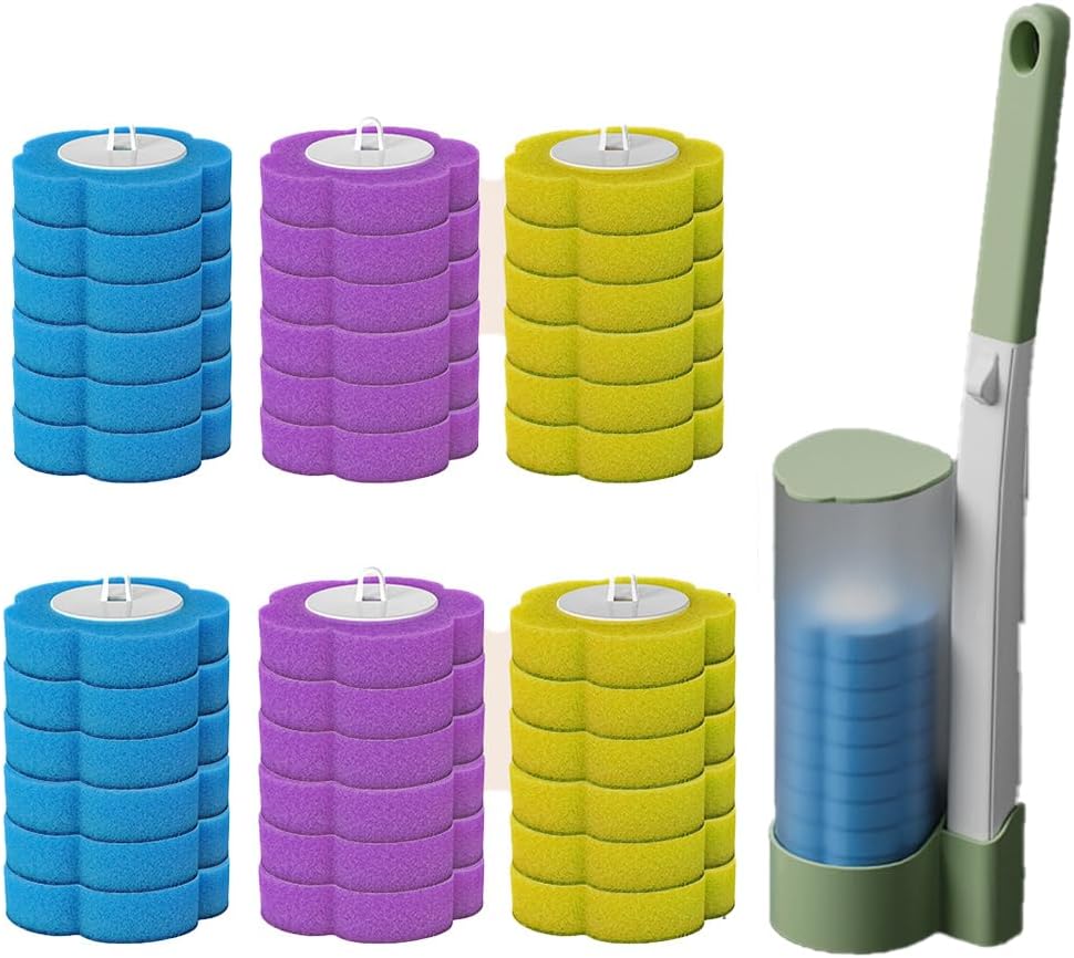 Wall Mounted Toilet Brush Holder with 42 Refills Dark Green