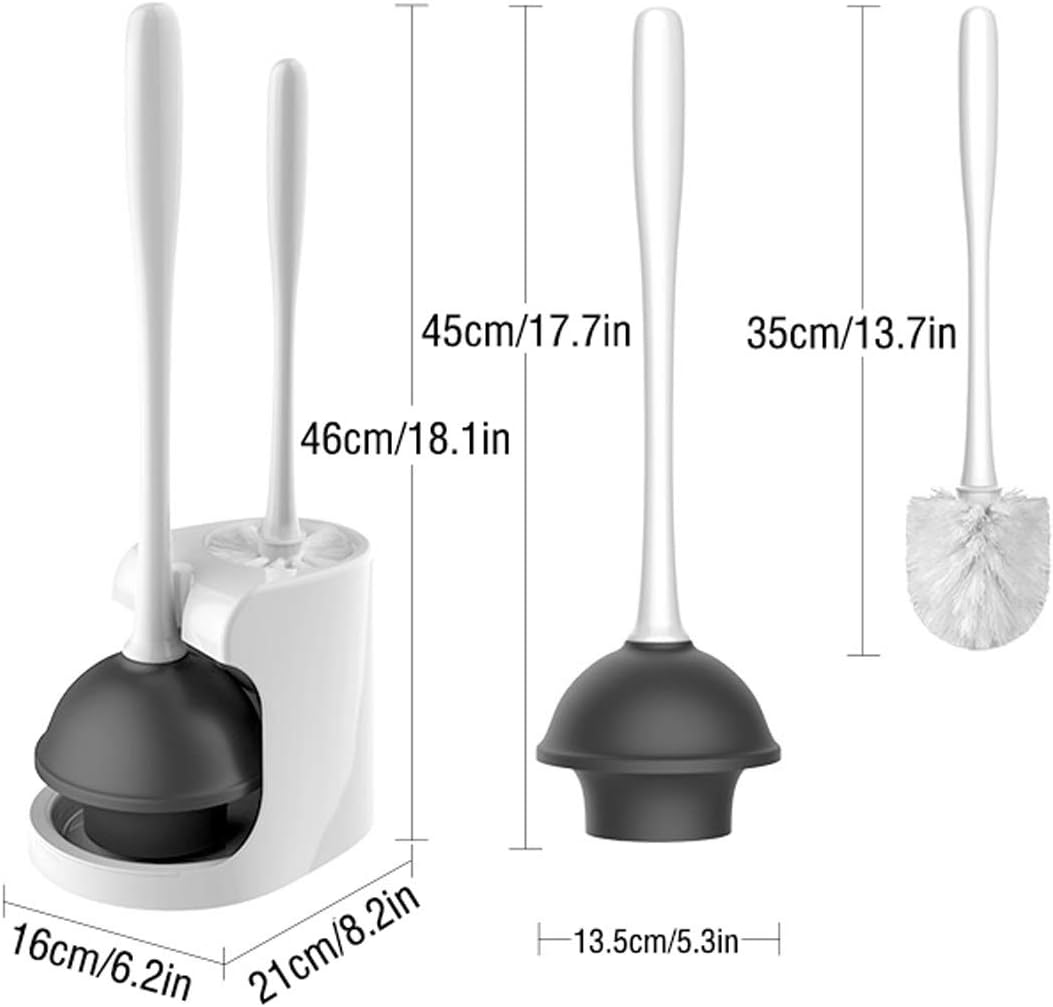 YQBUER Toilet Brush with Holder and Dredge - White Deep Cleaning Kit