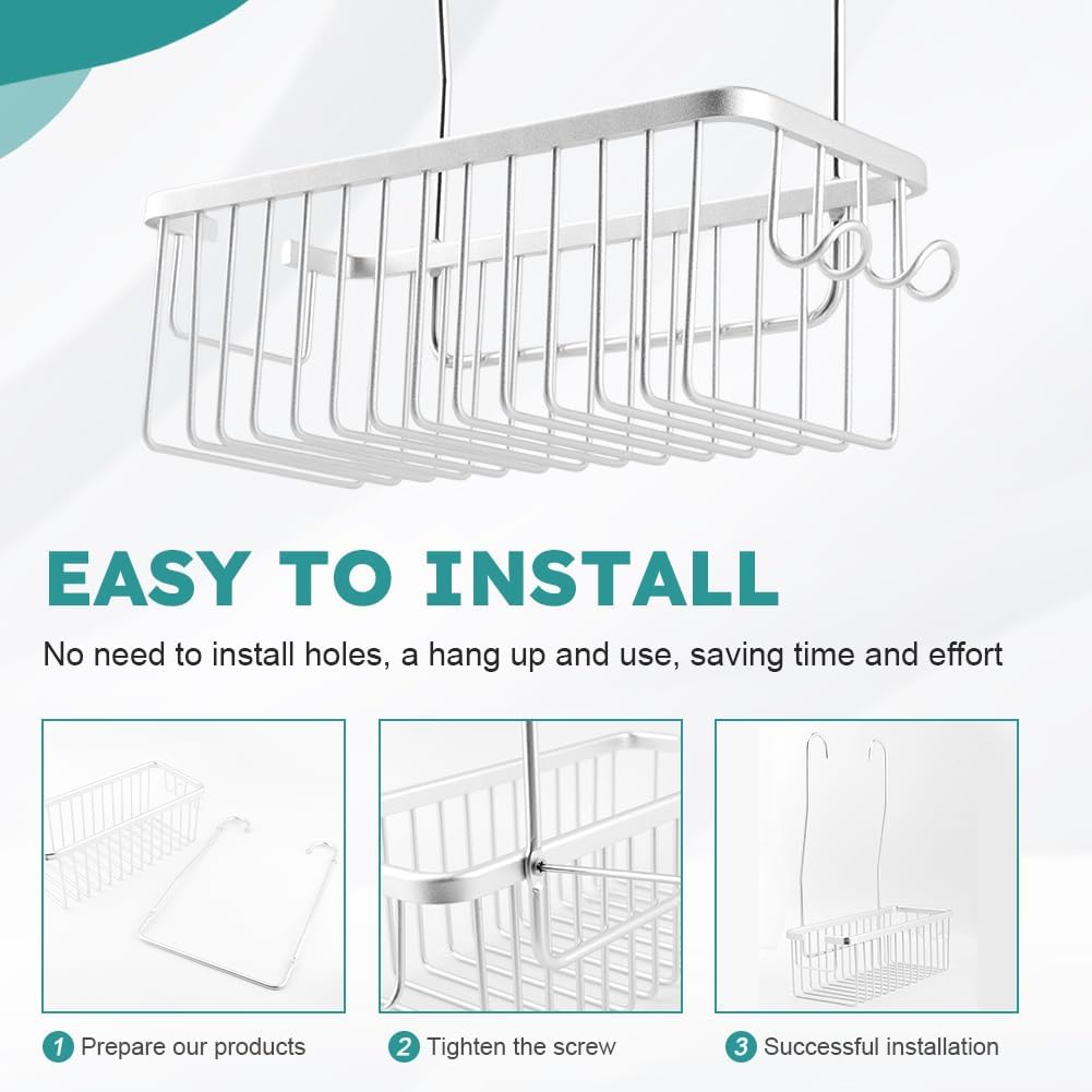 Hanging Shower Organizer with Deepened Design and Side Hooks