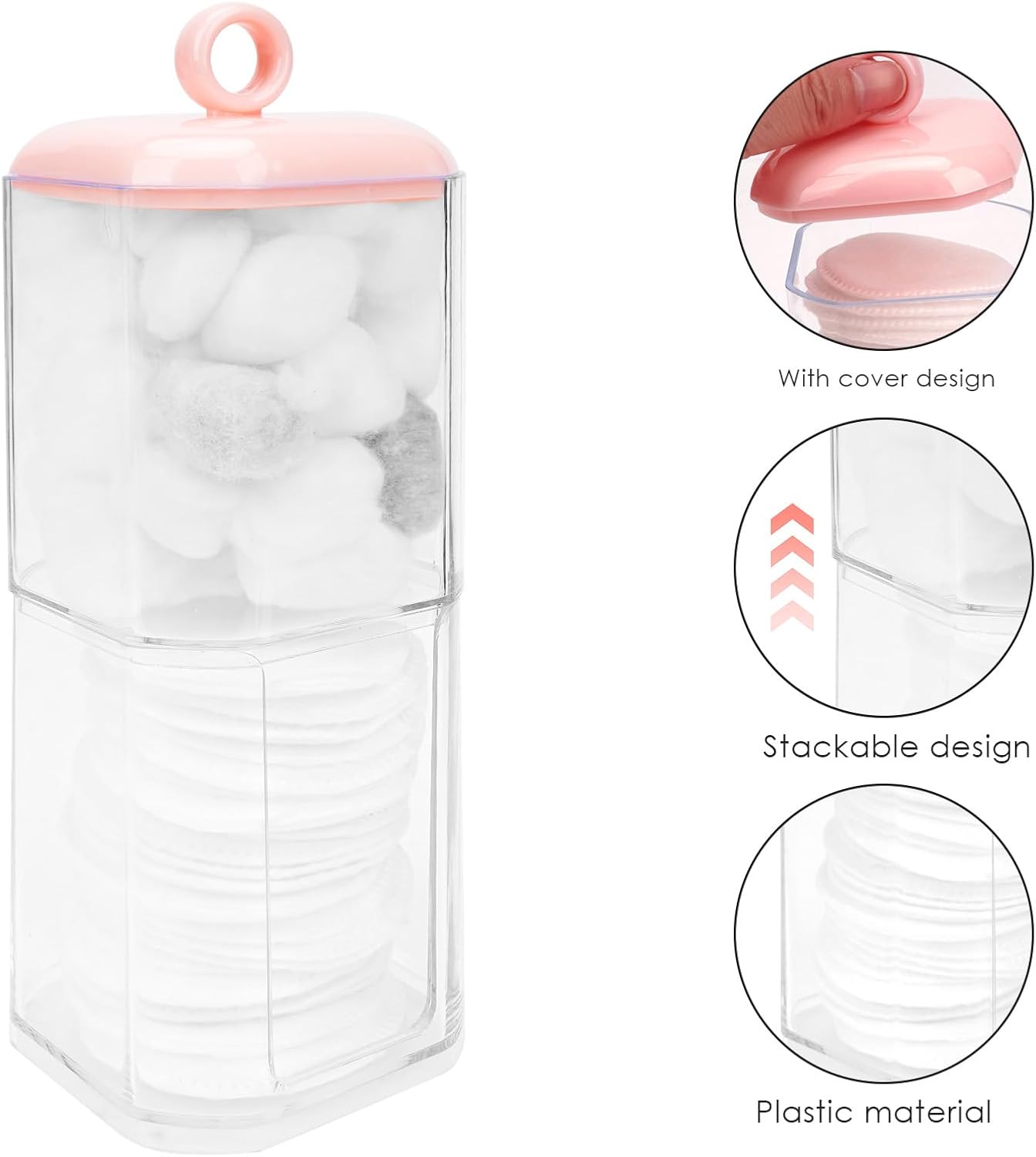 Double Layer Cotton Swab Holder Dispenser Pink