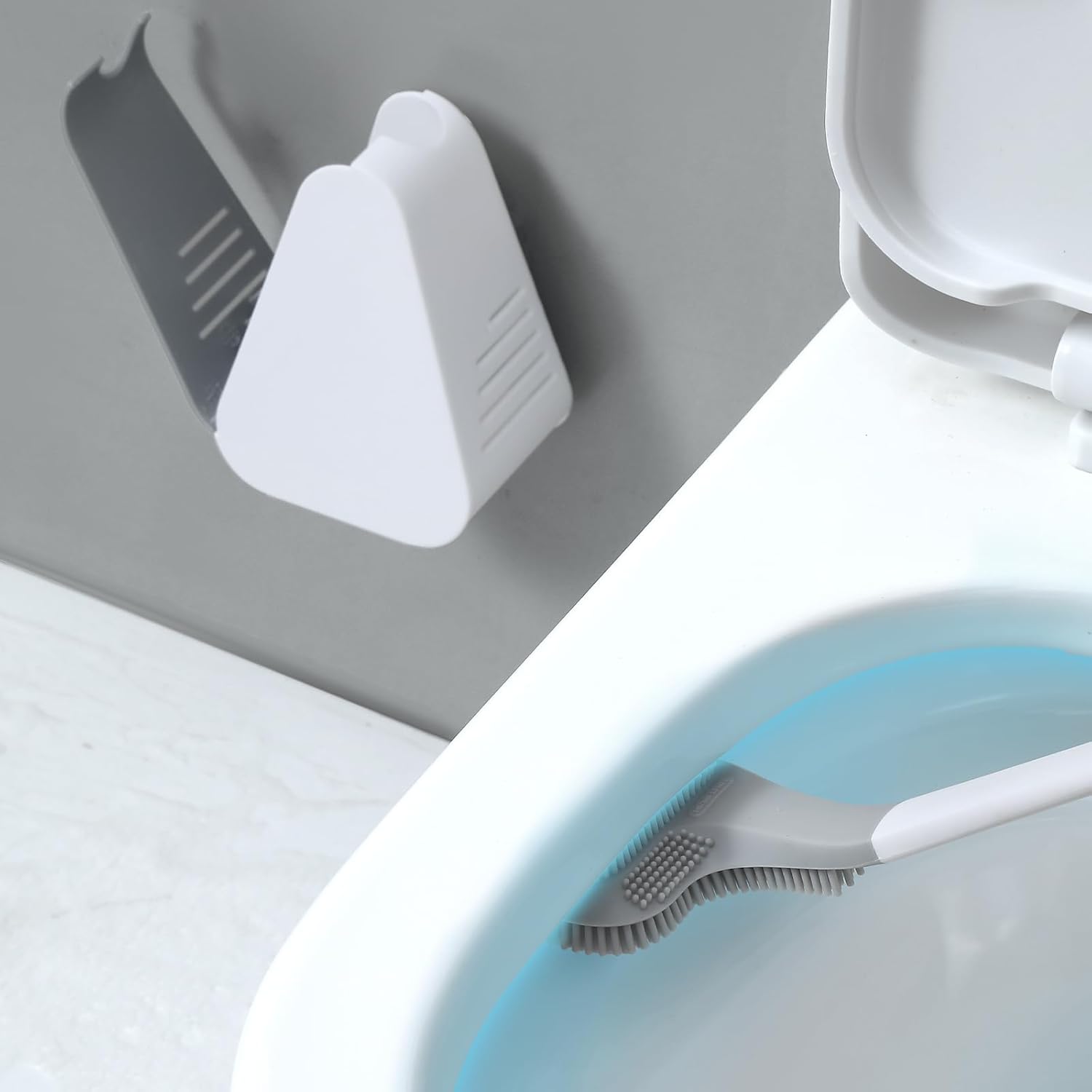 Ymombest 2 Pack Toilet Brush with Holder Flexible Silicone 360 Degree Cleaning Brush Set