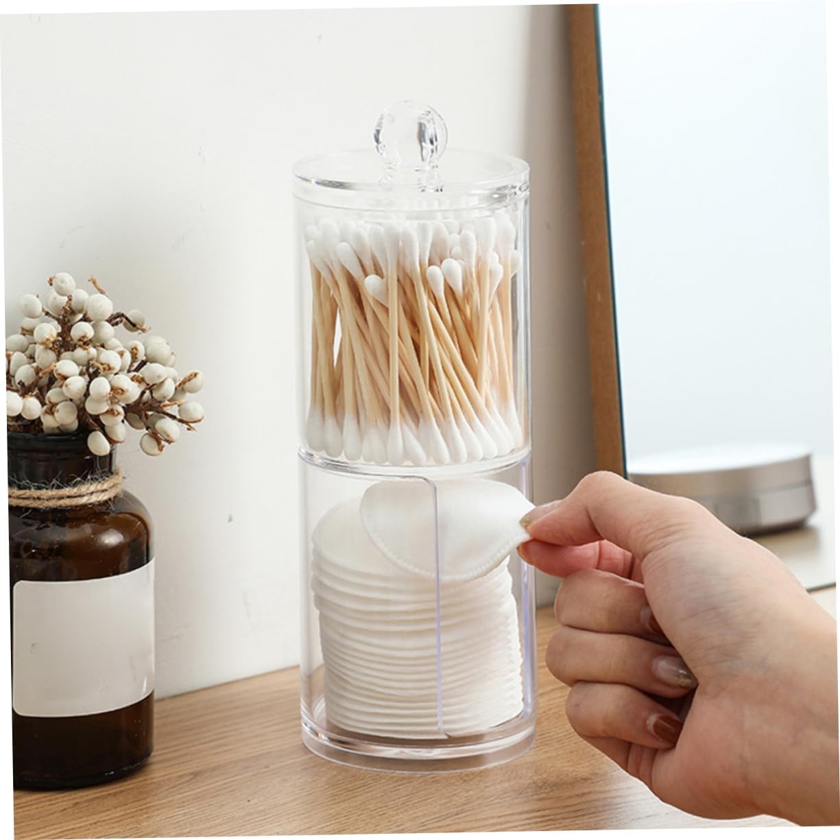 Cotton Pad Holder Container Elegant Bathroom Storage Stand