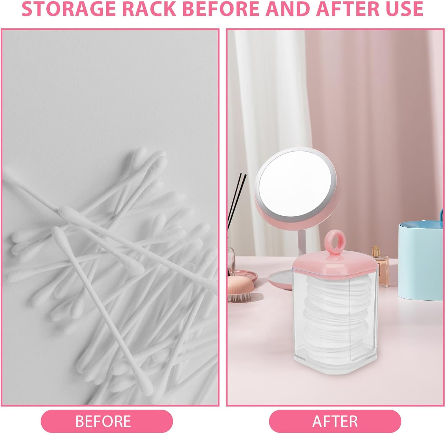 Double Layer Cotton Swab Holder Dispenser Pink