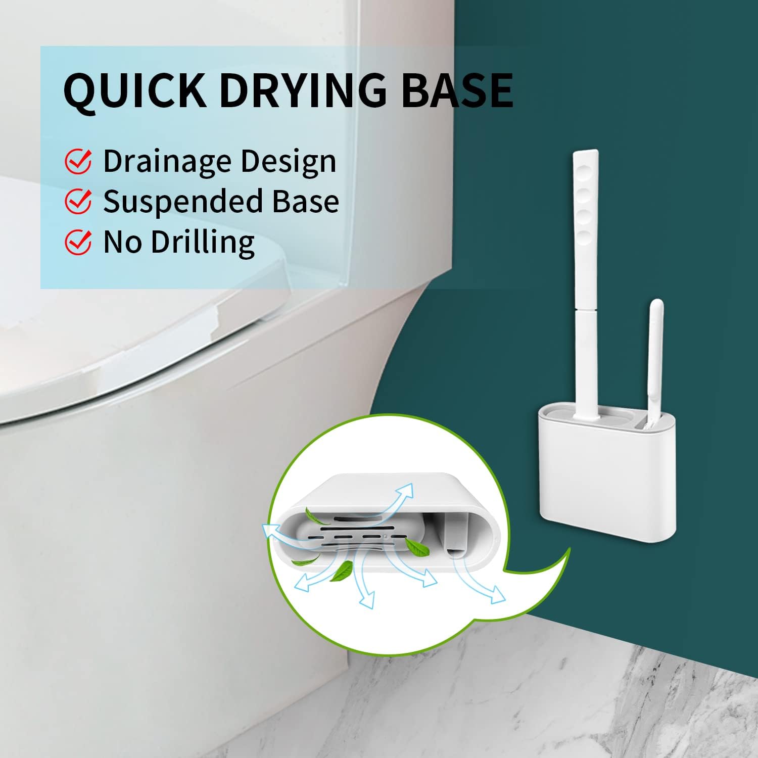 Silicone Toilet Brush Scrubber with Holder - Grey