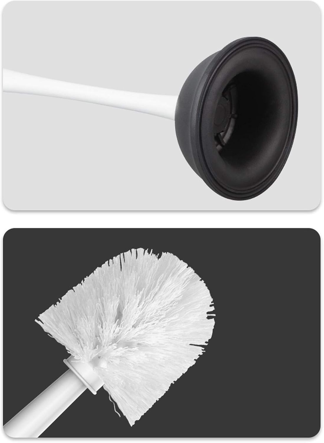 YQBUER Toilet Brush with Holder and Dredge - White Deep Cleaning Kit