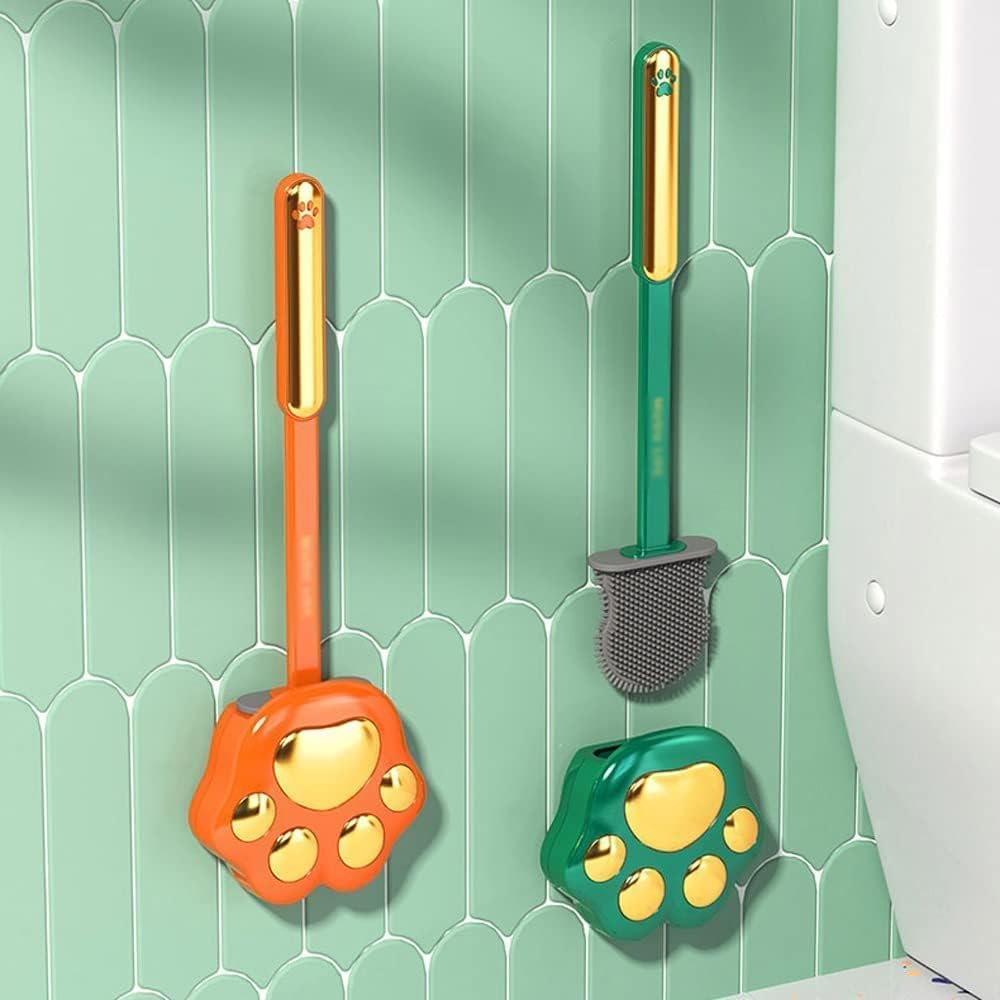 PEKJI Modern Toilet Brush with Silicone Head and Wall Holder