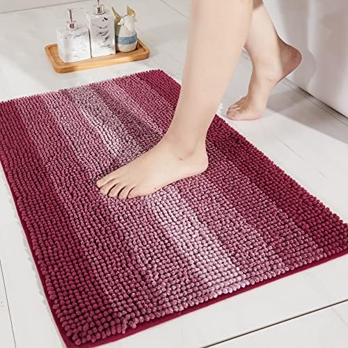 COSY HOMEER Fuchsia Bath Rug 28x18 Inch Non-Slip Super Soft