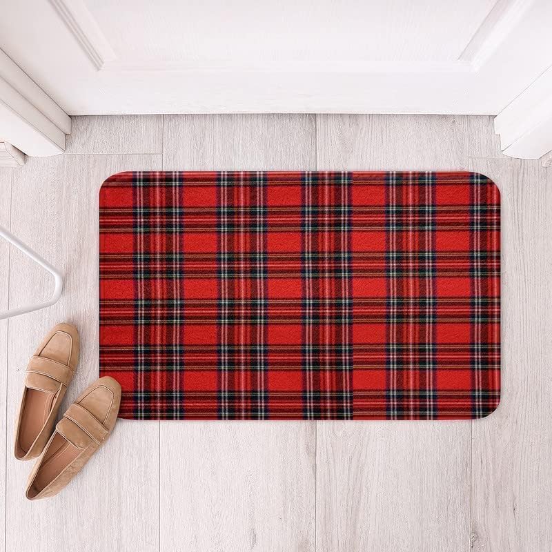 Geometric Gingham Bathroom Rugs Non-Slip 24x16 Inch