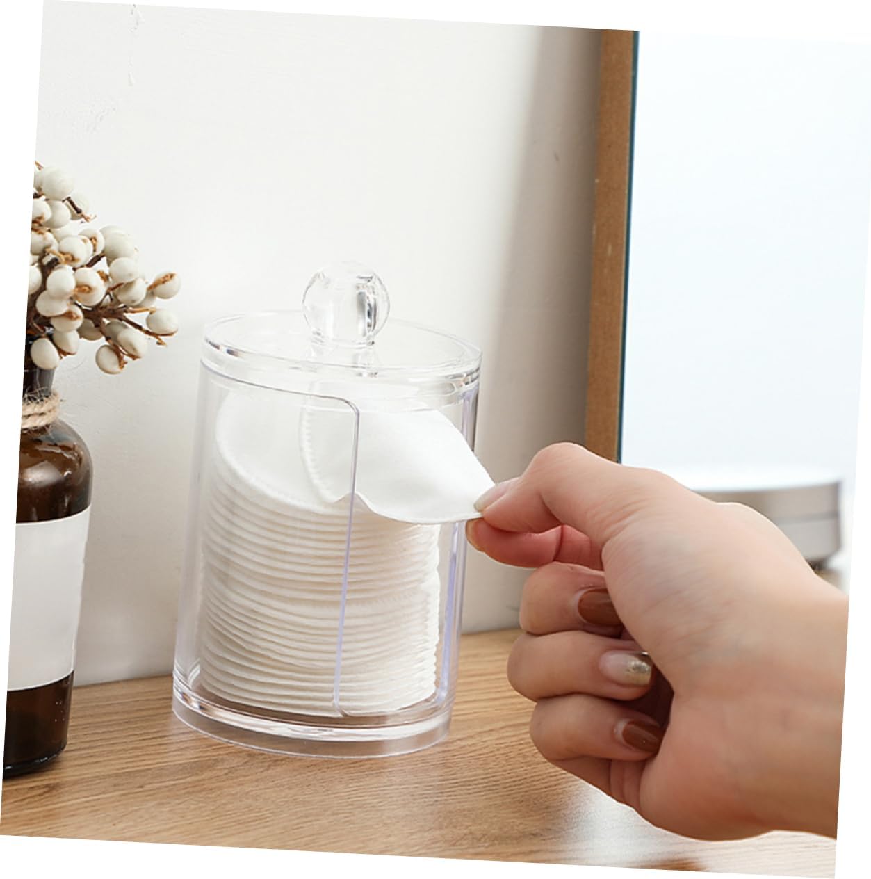 Cotton Pad Holder Container Elegant Bathroom Storage Stand