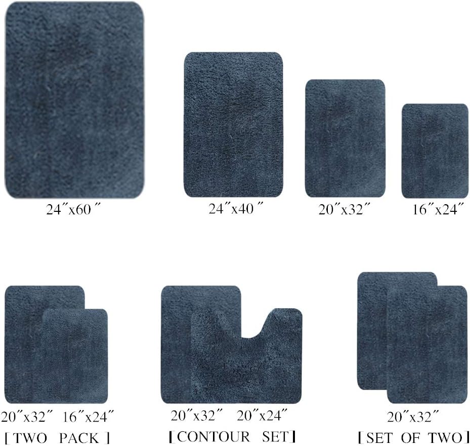 Walensee Bath Rug Set - 2 Piece Shaggy Navy Mats