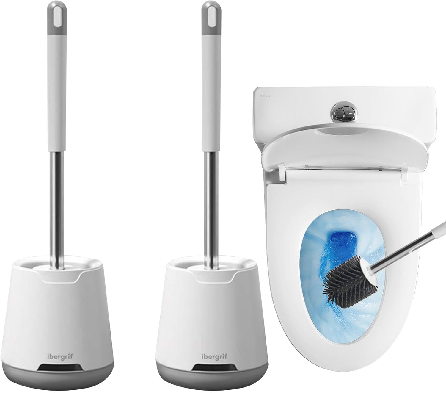 Nkmujil Toilet Brush Holder Set - Drip-Free Slip-Resistant